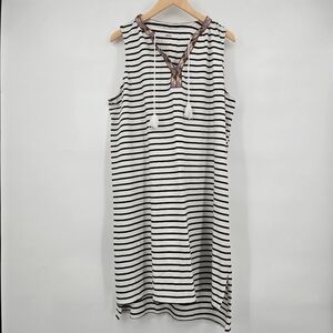 Striped Sleeveless Ava & Viv Tent Dress with Tassel Detail